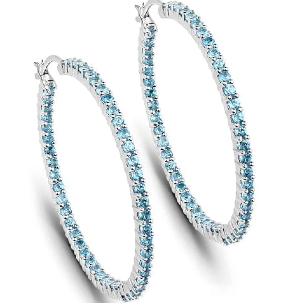 Gemstone Hoop Earrings: Peridot,Amethyst or Blue Topaz in 925 Sterling Silver