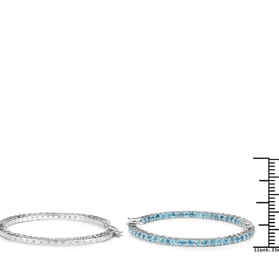 Gemstone Hoop Earrings: Peridot,Amethyst or Blue Topaz in 925 Sterling Silver