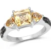 Genuine Citrine and Champagne Diamond Ring 3ct in Sterling Silver Size 7