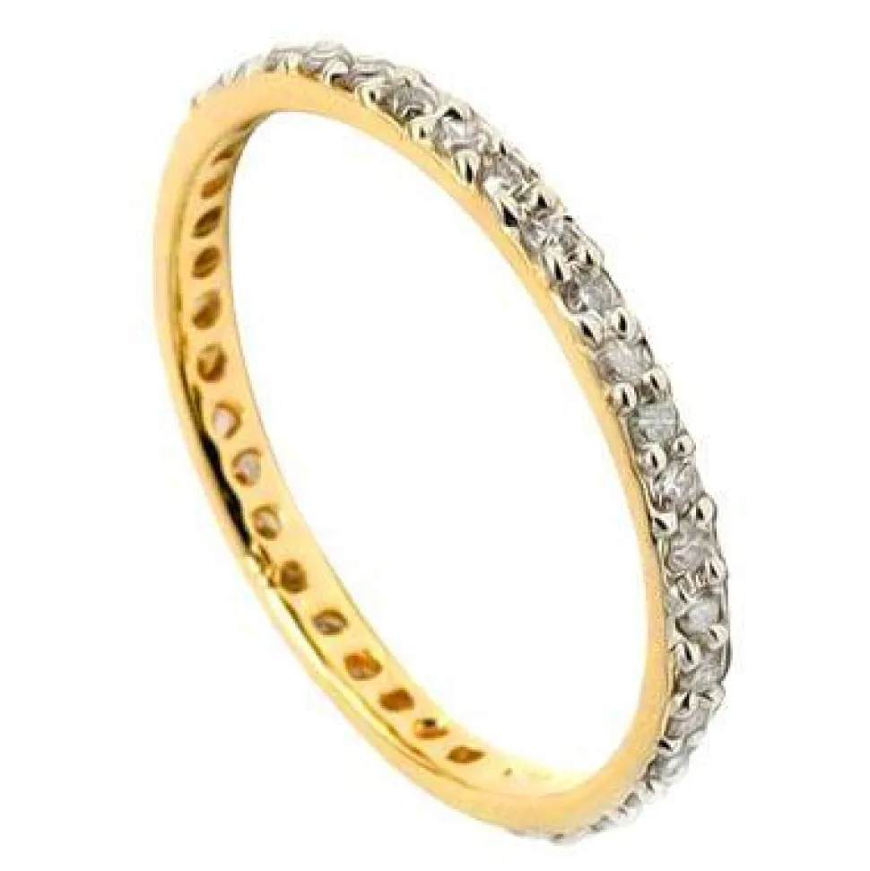 Genuine Diamond Eternity Rings in Solid 10K Yellow Gold Size 7 .18ct