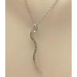 Genuine Diamond SNAKE Pendant in Affordable Sterling Silver--Sparkly and Beautiful!