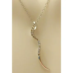 Genuine Diamond SNAKE Pendant in Affordable Sterling Silver--Sparkly and Beautiful!