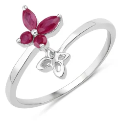 Genuine Gemstone Butterfly Ring in 925 Sterling Silver Elegant