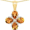 Genuine Madeira Citrine and White Topaz 2.46 Carat .925 Sterling Silver Pendant