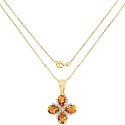 Genuine Madeira Citrine and White Topaz 2.46 Carat .925 Sterling Silver Pendant