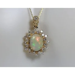 Genuine Opal and Diamond- Pendant