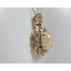 Genuine Opal and Diamond- Pendant