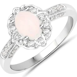 Genuine Opal and Topaz Sterling Silver Ring