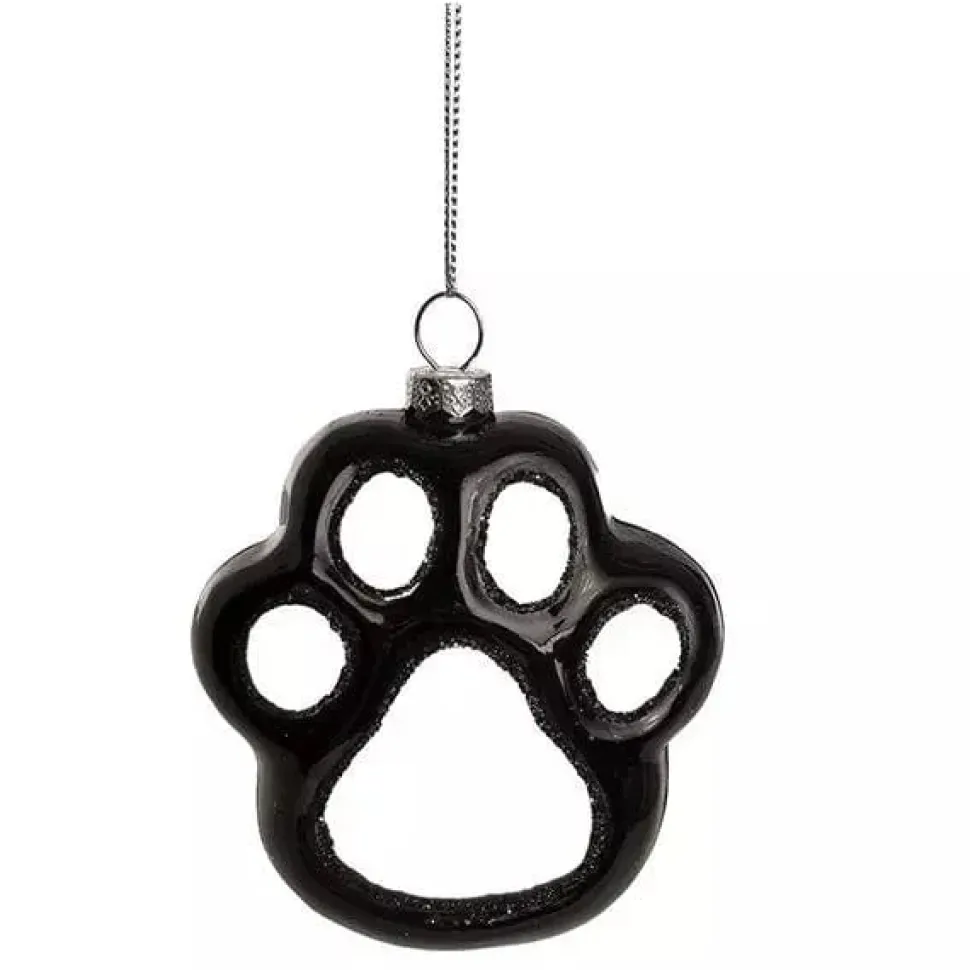 Glass Paw Print Holiday Ornament