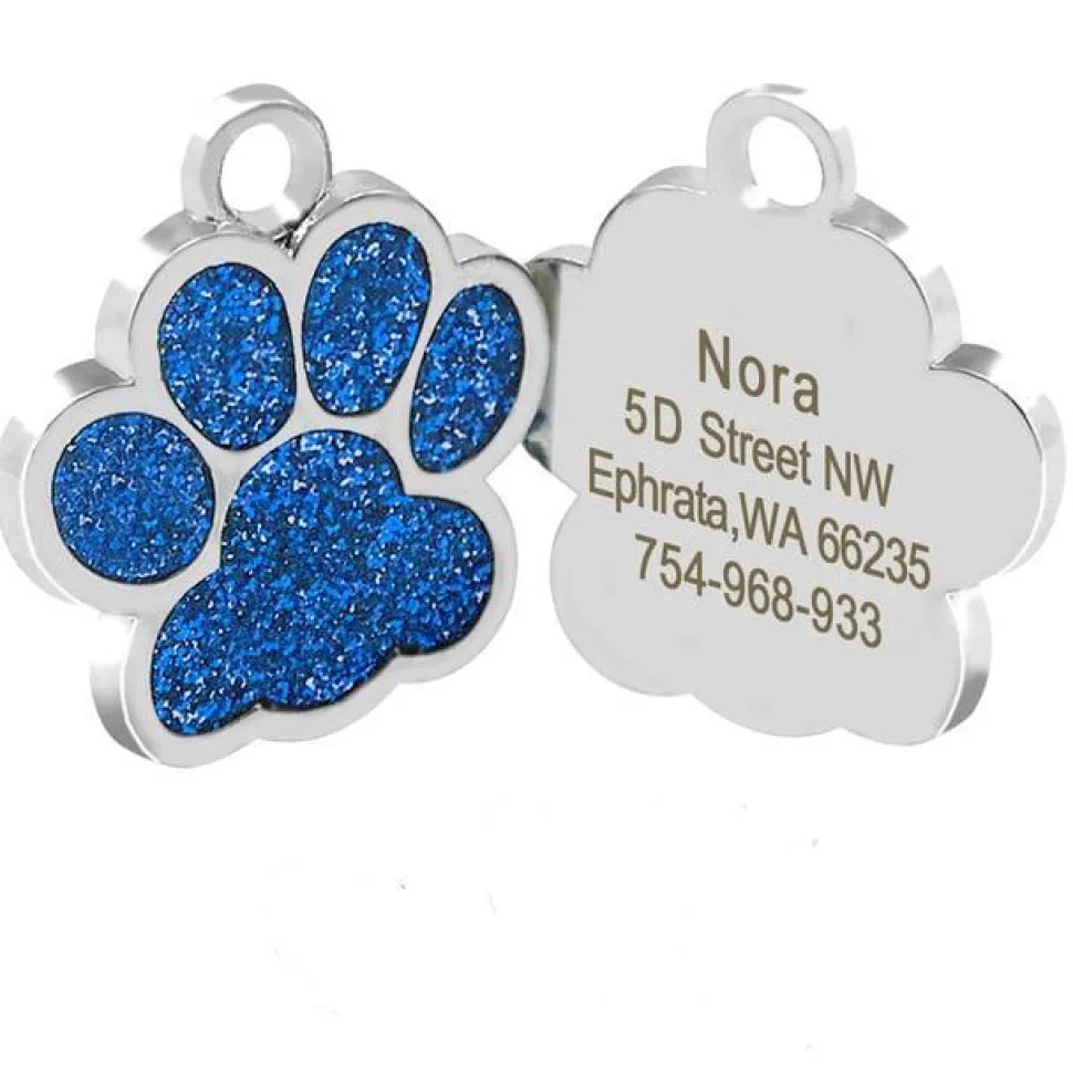 Glittery Paw Dog ID Name Tags Beautiful Sparkling Glitter Paw, Personalized for Your Pet!