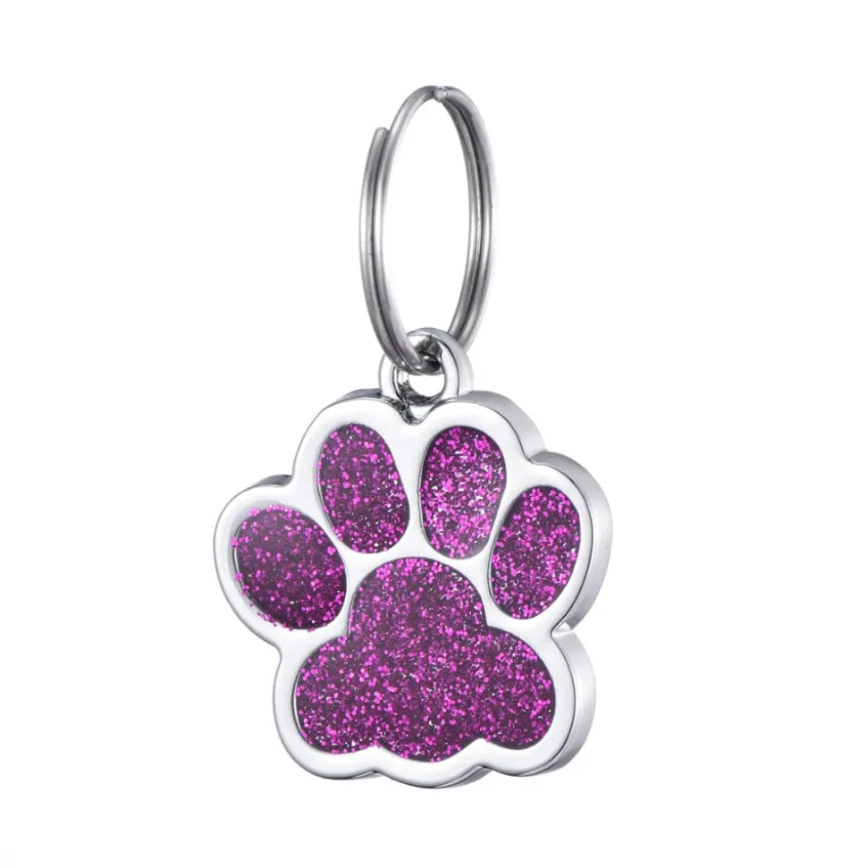 Glittery Paw Dog ID Name Tags Beautiful Sparkling Glitter Paw, Personalized for Your Pet!