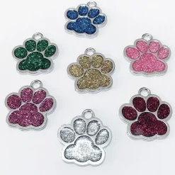 Glittery Paw Dog ID Name Tags Beautiful Sparkling Glitter Paw, Personalized for Your Pet!