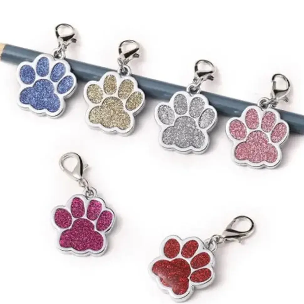 Glittery Paw Dog ID Name Tags Beautiful Sparkling Glitter Paw, Personalized for Your Pet!