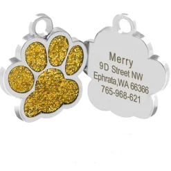 Glittery Paw Dog ID Name Tags Beautiful Sparkling Glitter Paw, Personalized for Your Pet!