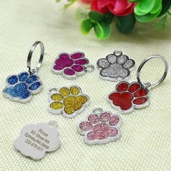 Glittery Paw Dog ID Name Tags Beautiful Sparkling Glitter Paw, Personalized for Your Pet!