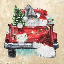 Gnomes Country Christmas by Krebs - 4" Travertine Coasters -