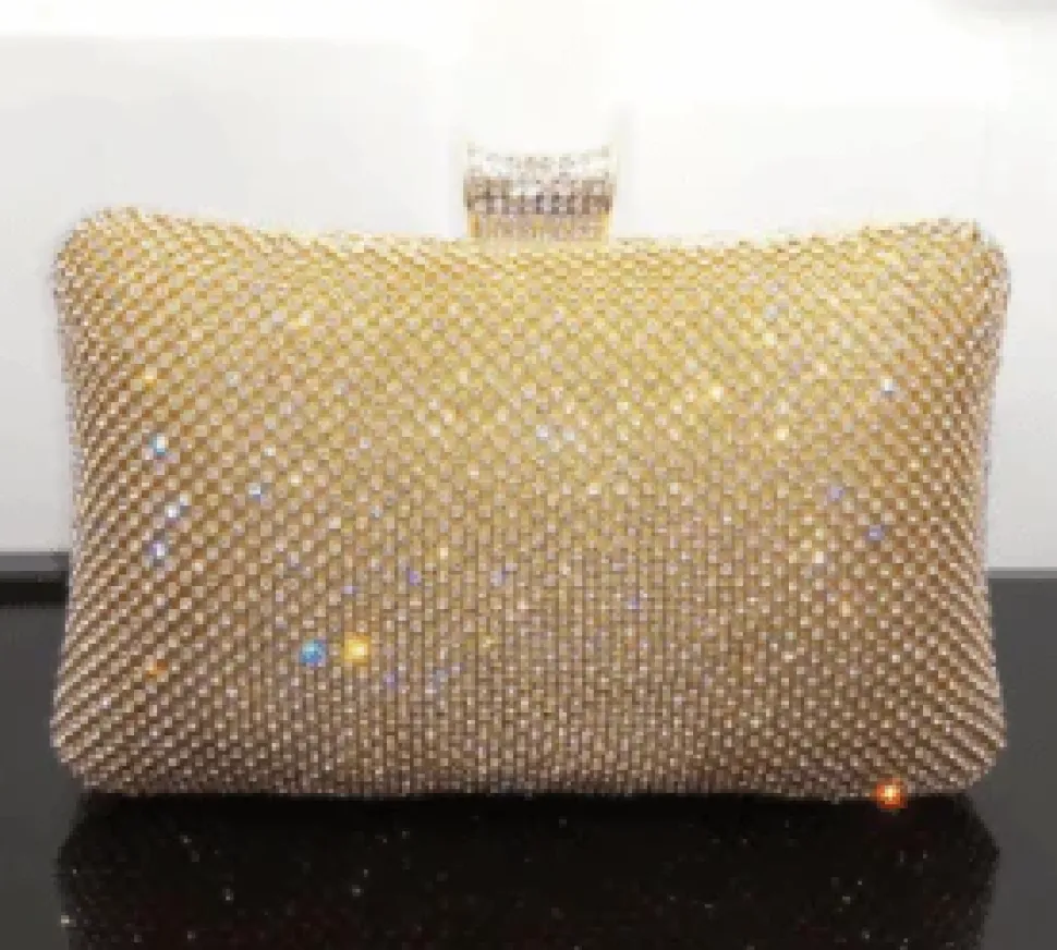 Gold Rhinestone Evening Bag, Clutch Handmade with Love! Stunning! Parties, here you come!