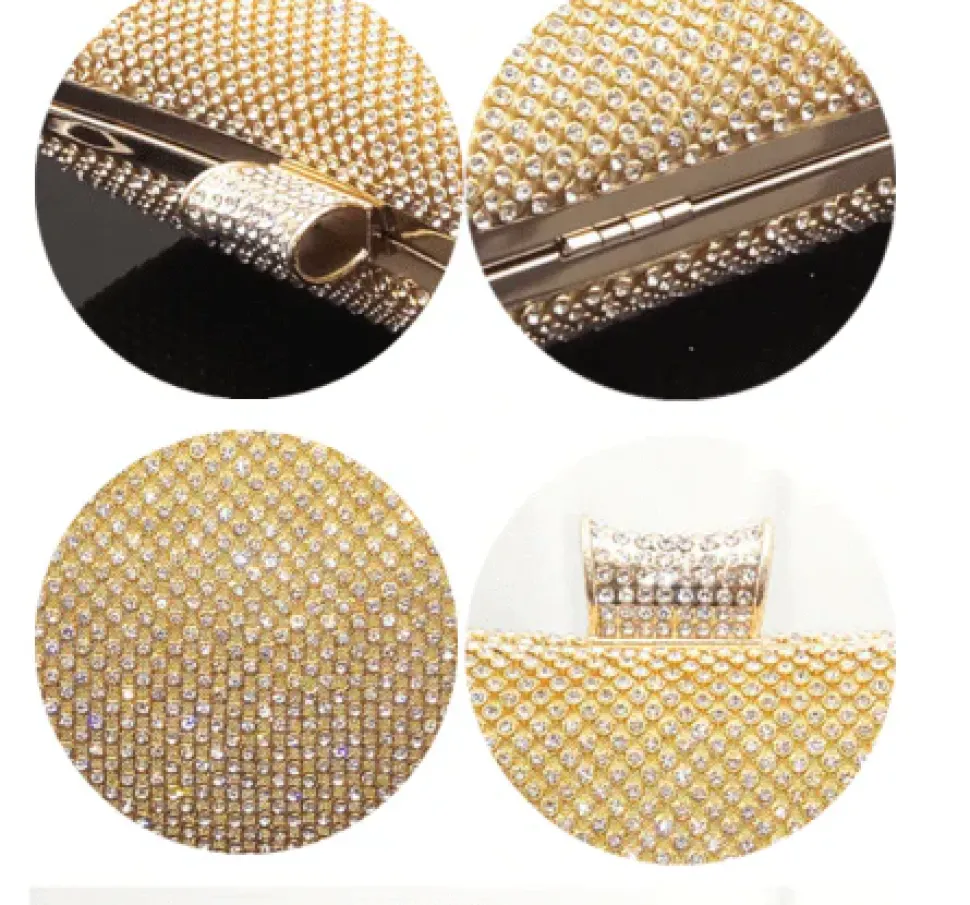 Gold Rhinestone Evening Bag, Clutch Handmade with Love! Stunning! Parties, here you come!