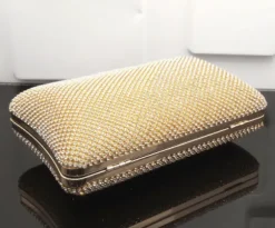 Gold Rhinestone Evening Bag, Clutch Handmade with Love! Stunning! Parties, here you come!