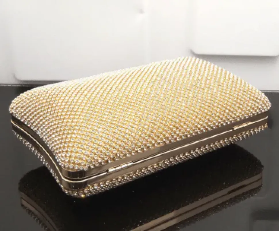 Gold Rhinestone Evening Bag, Clutch Handmade with Love! Stunning! Parties, here you come!