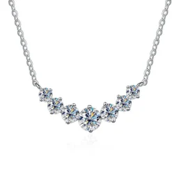 Graduated Moissanite Necklace 1.7ctw 925 Sterling Silver