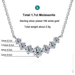 Graduated Moissanite Necklace 1.7ctw 925 Sterling Silver