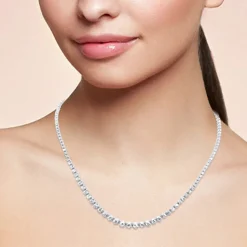 Graduated Natural Diamond Tennis Necklaces 14K Gold BEST BUY!