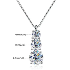 Graduated Vertical Moissanite Necklace 925 Sterling Silver