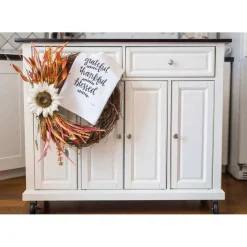 Grateful, Thankful, Blessed Handprinted White Flour Sack Tea Towel with Hanging Loop