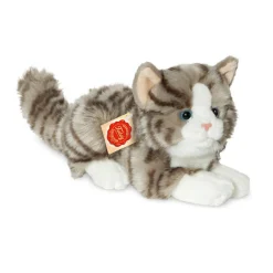 Gray and White Lying Tabby Cat Super Soft by Teddy Hermann