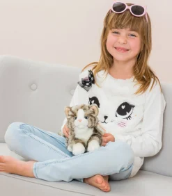 Gray and White Lying Tabby Cat Super Soft by Teddy Hermann