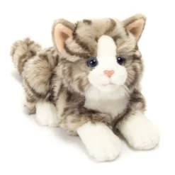 Gray and White Lying Tabby Cat Super Soft by Teddy Hermann