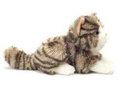 Gray and White Lying Tabby Cat Super Soft by Teddy Hermann