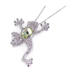 Green Tree Frog Necklace Beautiful Sterling Silver