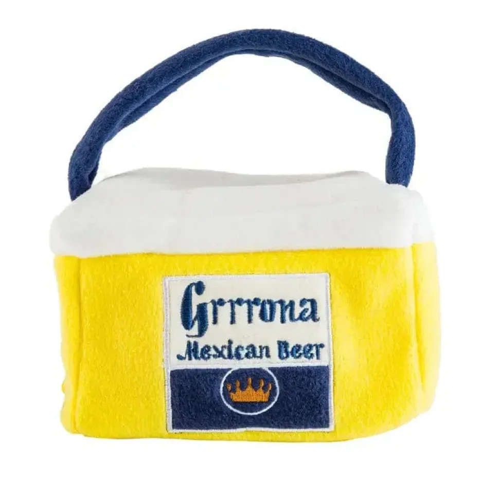 Grrrona Mexican Beer for Dogs Fun Plush Activity Toy for Dogs Parody Pet Chew Toy
