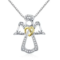 Guardian Angel and Heart Necklaces Sterling Silver, Perfect Gifts!