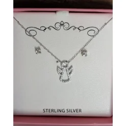 Guardian Angel Girl's Sterling Silver Earring & Necklace Set