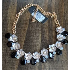 Guess Flower Inspired Black and White Necklace and Bracelet, SET or Pieces