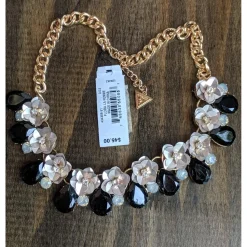 Guess Flower Inspired Black and White Necklace and Bracelet, SET or Pieces
