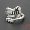 Guitar Ring Sterling Silver Antique look Electric Guitar Open Design Fits Most