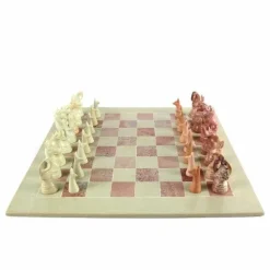 Hand Carved Kenya Traditional Soapstone Animal Chess Set or Pieces- 15" Board