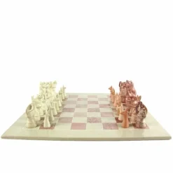 Hand Carved Kenya Traditional Soapstone Animal Chess Set or Pieces- 15" Board