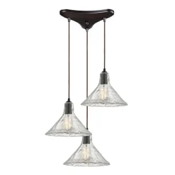 Hand Formed 3-Lght Glass Pendant Light Fixture