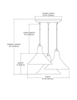 Hand Formed 3-Lght Glass Pendant Light Fixture
