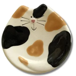 Handmade Ceramic Cat Trinket Dish Tea bag Holder Cute!