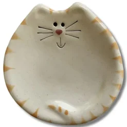 Handmade Ceramic Cat Trinket Dish Tea bag Holder Cute!