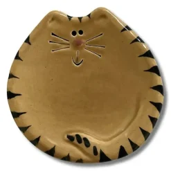 Handmade Ceramic Cat Trinket Dish Tea bag Holder Cute!
