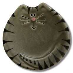 Handmade Ceramic Cat Trinket Dish Tea bag Holder Cute!