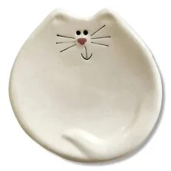 Handmade Ceramic Cat Trinket Dish Tea bag Holder Cute!