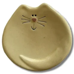 Handmade Ceramic Cat Trinket Dish Tea bag Holder Cute!